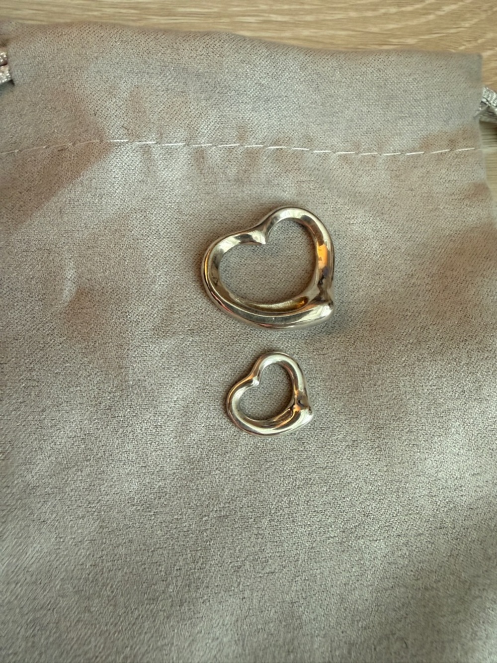Tiffany & Co. Silver Open Heart Pendant and Charm